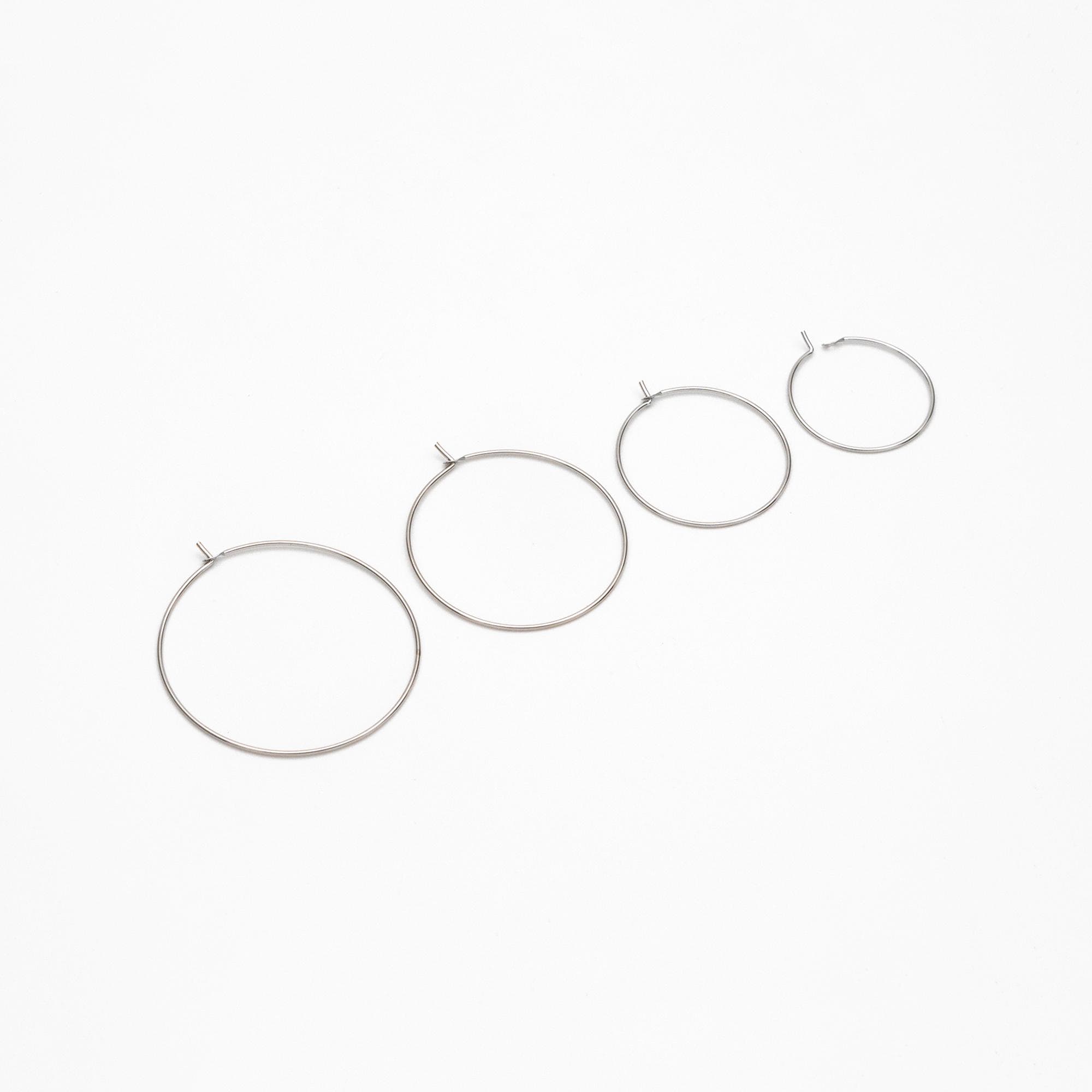 20pcs Gold/ Silver/ Rose Gold Hoop Ear Wire, Gold/ Rhodium/ Rose Gold plated Brass Hoop Earrings, 20/25/ 30/ 35mm by 0.7mm (GB-532)